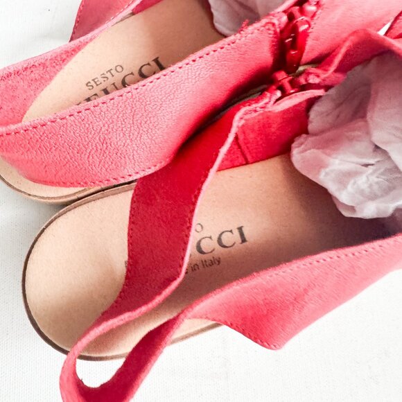 Sesto Meucci Coral Red Leather Comfort Sandals 11.5M - Picture 4 of 6